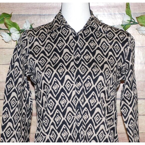 Lauren Ralph Lauren Ladies Brown Button Up Patterned Shirt Size S Non Iron - Picture 2 of 8